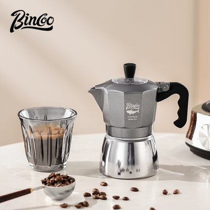 BINCOO Double Valve Moka Pot Home Electric Ceramic Pot Brewing Coffee Pot Espresso Extraction Small Hand-ground Coffee Maker Set 2Cups