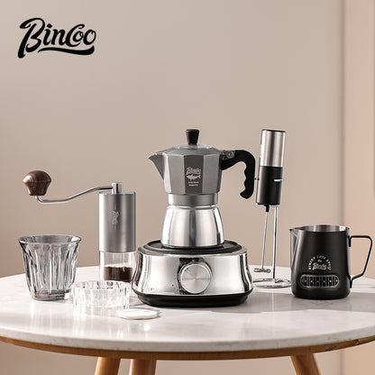 BINCOO Double Valve Moka Pot Home Electric Ceramic Pot Brewing Coffee Pot Espresso Extraction Small Hand-ground Coffee Maker Set 2Cups