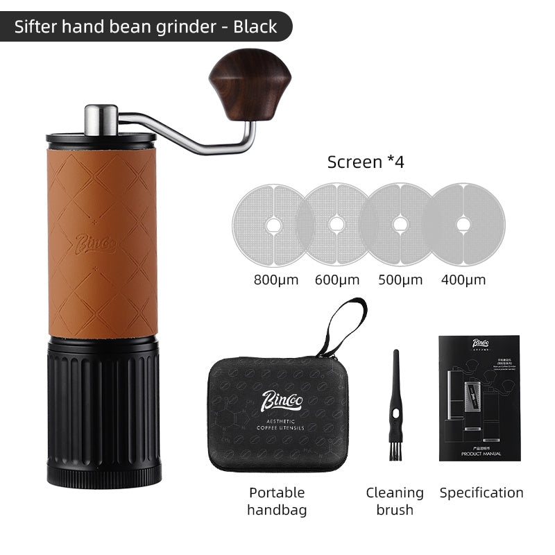 BINCOO Manual Bean Grinder Small Coffee Bean Grinder with Sieve Hand Brewing Professional Grinding Coffee Machine