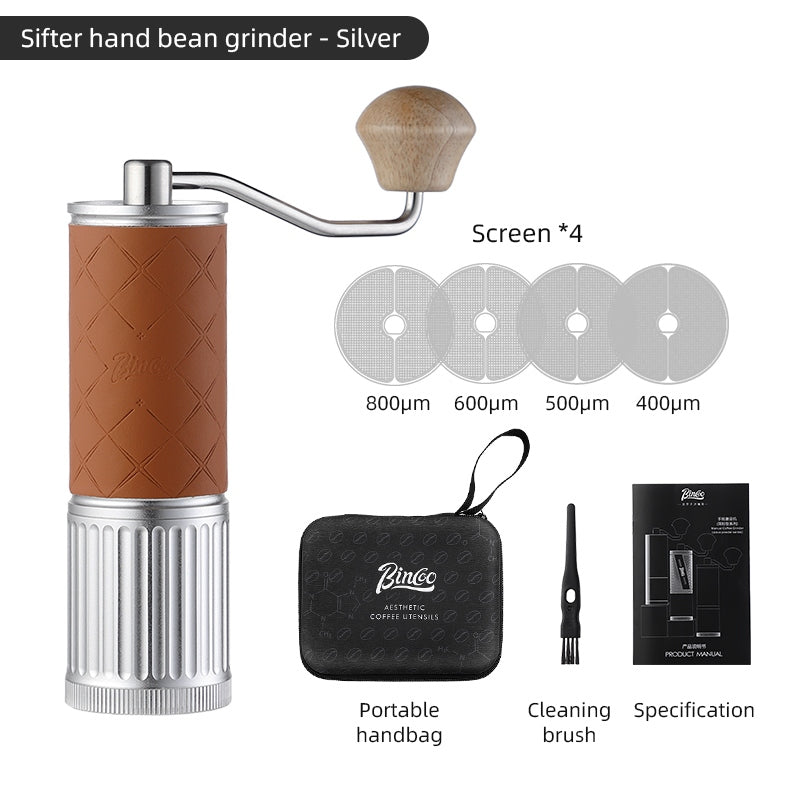 BINCOO Manual Bean Grinder Small Coffee Bean Grinder with Sieve Hand Brewing Professional Grinding Coffee Machine