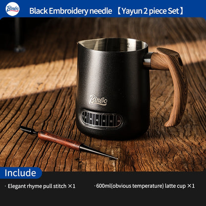 BINCOO Coffee Pulling Needle Stainless Steel Wooden Handle Carving Needle Fancy Coffee Utensils Espresso Accessories
