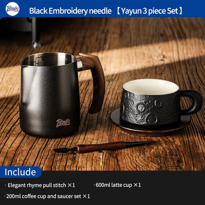 BINCOO Coffee Pulling Needle Stainless Steel Wooden Handle Carving Needle Fancy Coffee Utensils Espresso Accessories