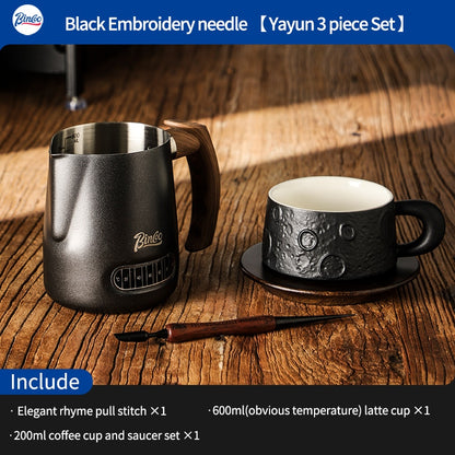 BINCOO Coffee Pulling Needle Stainless Steel Wooden Handle Carving Needle Fancy Coffee Utensils Espresso Accessories