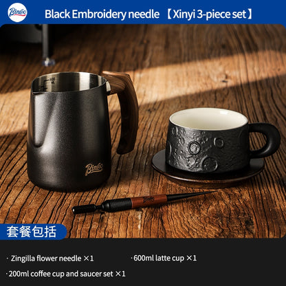 BINCOO Coffee Pulling Needle Stainless Steel Wooden Handle Carving Needle Fancy Coffee Utensils Espresso Accessories