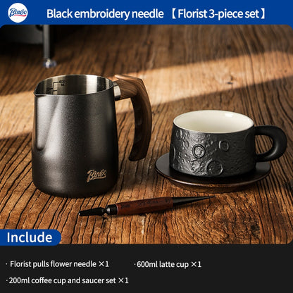 BINCOO Coffee Pulling Needle Stainless Steel Wooden Handle Carving Needle Fancy Coffee Utensils Espresso Accessories