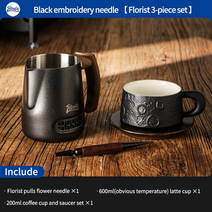 BINCOO Coffee Pulling Needle Stainless Steel Wooden Handle Carving Needle Fancy Coffee Utensils Espresso Accessories