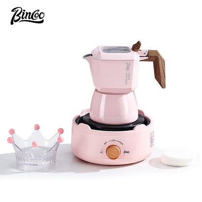 BINCOO Pink Double Valve Moka Pot Espresso Extraction Small Coffee Machine Home Coffee Moka Pot Coffee Utensils 2Cups