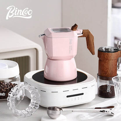 BINCOO Pink Double Valve Moka Pot Espresso Extraction Small Coffee Machine Home Coffee Moka Pot Coffee Utensils 2Cups