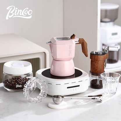 BINCOO Pink Double Valve Moka Pot Espresso Extraction Small Coffee Machine Home Coffee Moka Pot Coffee Utensils 2Cups
