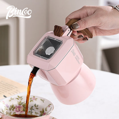 BINCOO Pink Double Valve Moka Pot Espresso Extraction Small Coffee Machine Home Coffee Moka Pot Coffee Utensils 2Cups