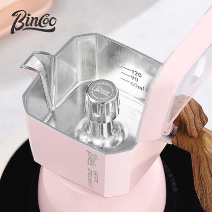 BINCOO Pink Double Valve Moka Pot Espresso Extraction Small Coffee Machine Home Coffee Moka Pot Coffee Utensils 2Cups