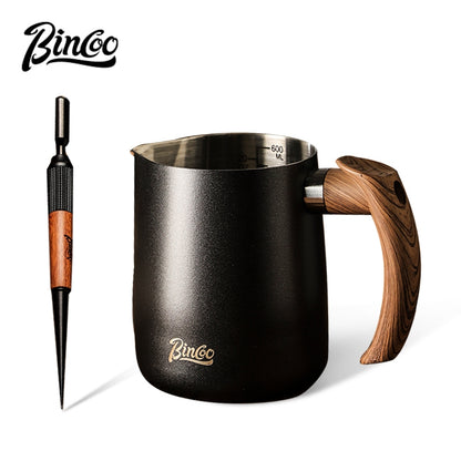 BINCOO Coffee Pulling Needle Stainless Steel Wooden Handle Carving Needle Fancy Coffee Utensils Espresso Accessories