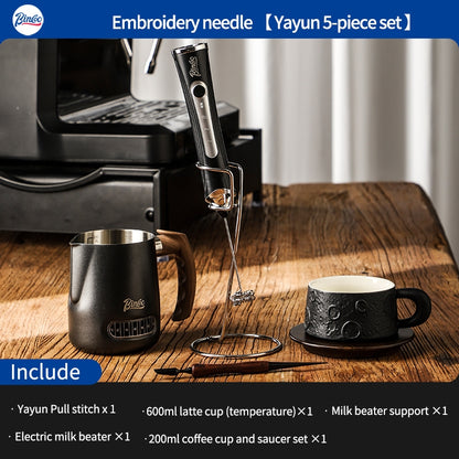BINCOO Coffee Pulling Needle Stainless Steel Wooden Handle Carving Needle Fancy Coffee Utensils Espresso Accessories