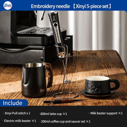 BINCOO Coffee Pulling Needle Stainless Steel Wooden Handle Carving Needle Fancy Coffee Utensils Espresso Accessories