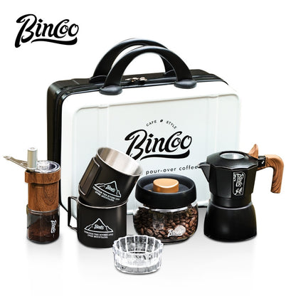 BINCOO Dual Valve Moka Pot Set Brewing Coffee Pot Home Small Espresso Extraction Coffee Maker Outdoor Camping Set 2Cups