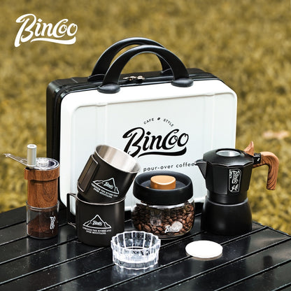 BINCOO Dual Valve Moka Pot Set Brewing Coffee Pot Home Small Espresso Extraction Coffee Maker Outdoor Camping Set 2Cups