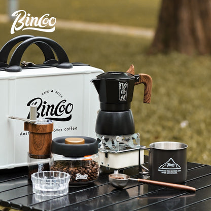 BINCOO Dual Valve Moka Pot Set Brewing Coffee Pot Home Small Espresso Extraction Coffee Maker Outdoor Camping Set 2Cups