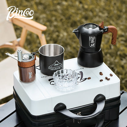 BINCOO Dual Valve Moka Pot Set Brewing Coffee Pot Home Small Espresso Extraction Coffee Maker Outdoor Camping Set 2Cups