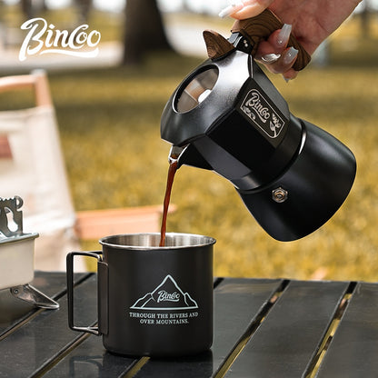 BINCOO Dual Valve Moka Pot Set Brewing Coffee Pot Home Small Espresso Extraction Coffee Maker Outdoor Camping Set 2Cups
