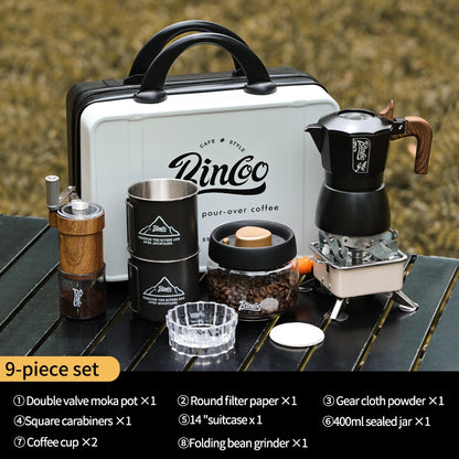 BINCOO Dual Valve Moka Pot Set Brewing Coffee Pot Home Small Espresso Extraction Coffee Maker Outdoor Camping Set 2Cups