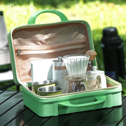 BINCOO Outdoor Coffee Utensils Set Espresso Moka Pot Coffee Beans Manual Grinder Set Camping Portable Best Gift