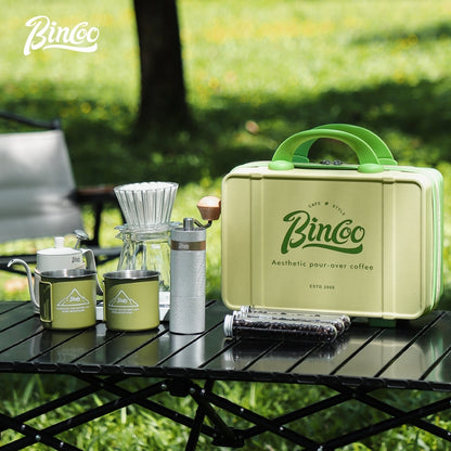 BINCOO Outdoor Coffee Utensils Set Espresso Moka Pot Coffee Beans Manual Grinder Set Camping Portable Best Gift