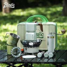 BINCOO Outdoor Coffee Utensils Set Espresso Moka Pot Coffee Beans Manual Grinder Set Camping Portable Best Gift