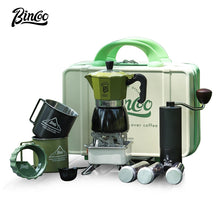 BINCOO Outdoor Coffee Utensils Set Espresso Moka Pot Coffee Beans Manual Grinder Set Camping Portable Best Gift