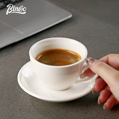 BINCOO Espresso Mug Ceramic Hand Brewed Cup & Saucer Latte Creamer for Household and Office 125ML