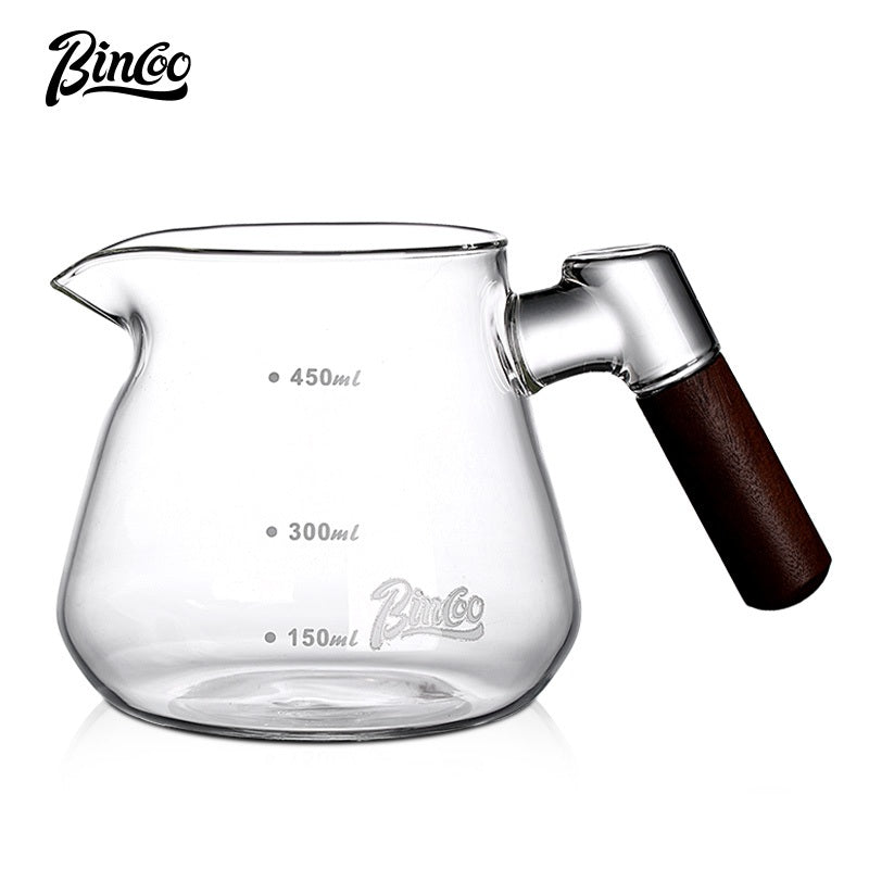 BINCOO Wooden Handle Sharing Pot Hand Brewing Coffee Pot Set Ceramic Filter Cup Household Drip Brewing Pot Coffee Utensils 450ML/600ML