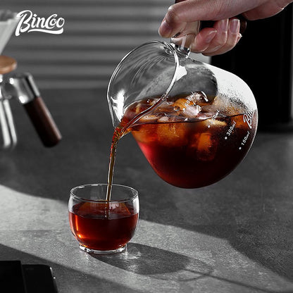 BINCOO Wooden Handle Sharing Pot Hand Brewing Coffee Pot Set Ceramic Filter Cup Household Drip Brewing Pot Coffee Utensils 450ML/600ML