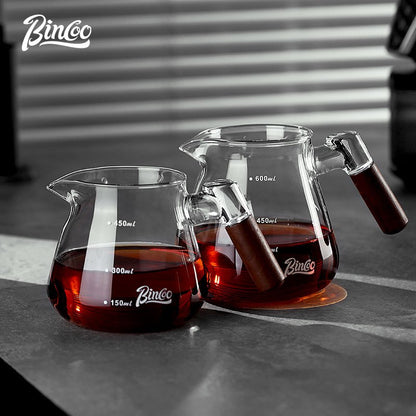 BINCOO Wooden Handle Sharing Pot Hand Brewing Coffee Pot Set Ceramic Filter Cup Household Drip Brewing Pot Coffee Utensils 450ML/600ML