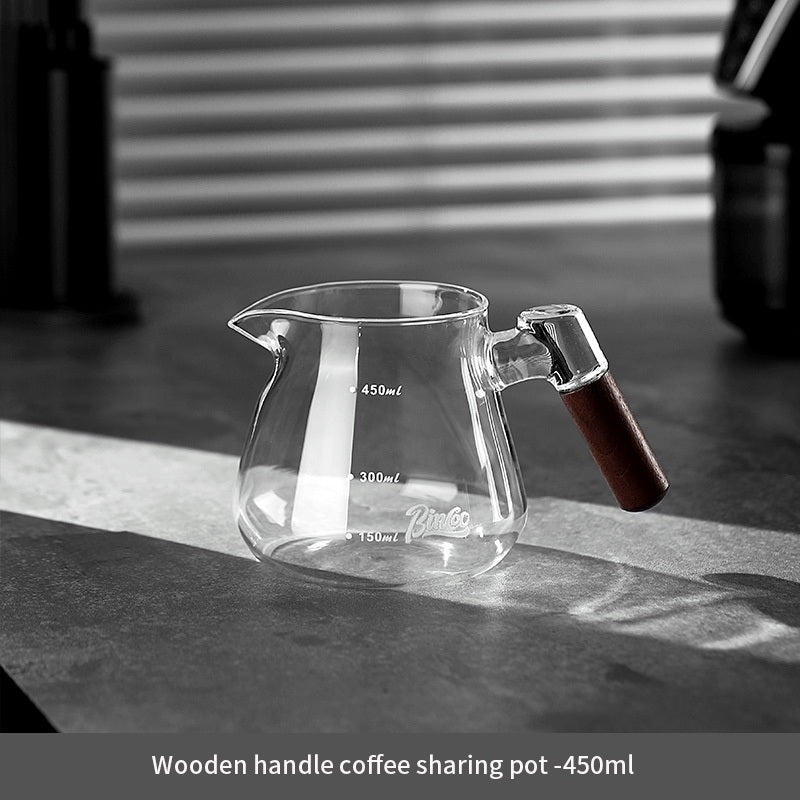 BINCOO Wooden Handle Sharing Pot Hand Brewing Coffee Pot Set Ceramic Filter Cup Household Drip Brewing Pot Coffee Utensils 450ML/600ML