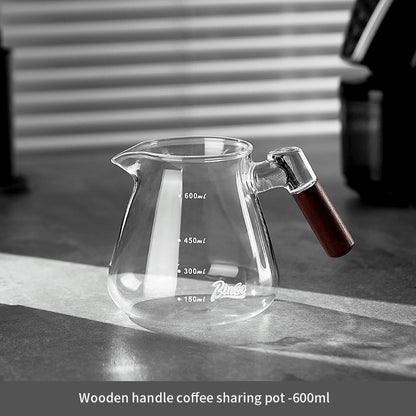 BINCOO Wooden Handle Sharing Pot Hand Brewing Coffee Pot Set Ceramic Filter Cup Household Drip Brewing Pot Coffee Utensils 450ML/600ML