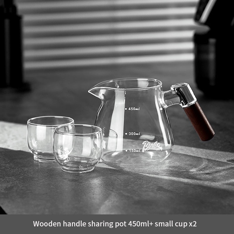 BINCOO Wooden Handle Sharing Pot Hand Brewing Coffee Pot Set Ceramic Filter Cup Household Drip Brewing Pot Coffee Utensils 450ML/600ML