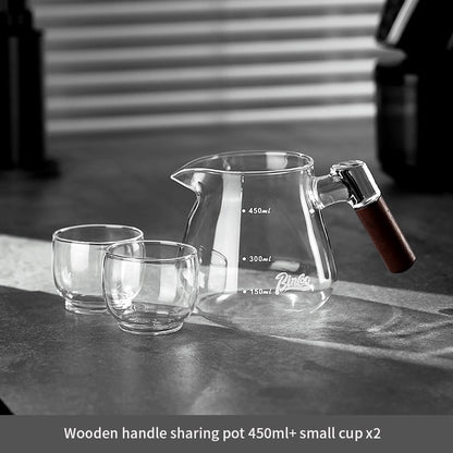 BINCOO Wooden Handle Sharing Pot Hand Brewing Coffee Pot Set Ceramic Filter Cup Household Drip Brewing Pot Coffee Utensils 450ML/600ML