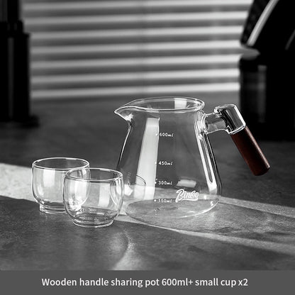 BINCOO Wooden Handle Sharing Pot Hand Brewing Coffee Pot Set Ceramic Filter Cup Household Drip Brewing Pot Coffee Utensils 450ML/600ML