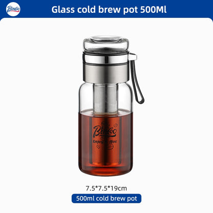 BINCOO Coffee Cold Brew Mug Glass Iced Drip Coffee Mug Cold Brew Filter Extraction Coffee Maker 500ML/750ML/800ML