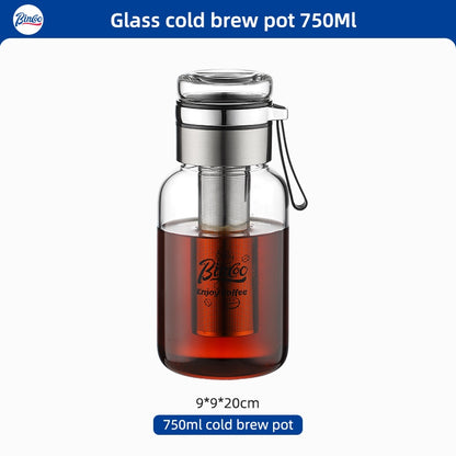 BINCOO Coffee Cold Brew Mug Glass Iced Drip Coffee Mug Cold Brew Filter Extraction Coffee Maker 500ML/750ML/800ML