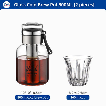 BINCOO Coffee Cold Brew Mug Glass Iced Drip Coffee Mug Cold Brew Filter Extraction Coffee Maker 500ML/750ML/800ML
