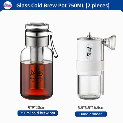 BINCOO Coffee Cold Brew Mug Glass Iced Drip Coffee Mug Cold Brew Filter Extraction Coffee Maker 500ML/750ML/800ML
