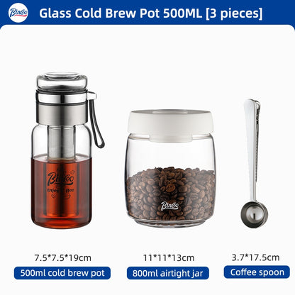 BINCOO Coffee Cold Brew Mug Glass Iced Drip Coffee Mug Cold Brew Filter Extraction Coffee Maker 500ML/750ML/800ML