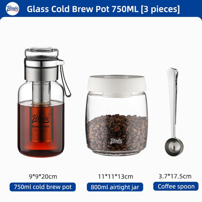 BINCOO Coffee Cold Brew Mug Glass Iced Drip Coffee Mug Cold Brew Filter Extraction Coffee Maker 500ML/750ML/800ML