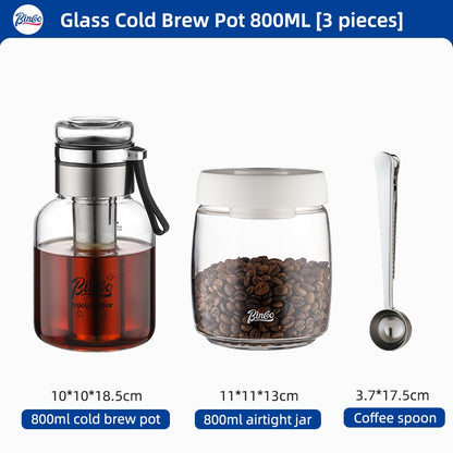 BINCOO Coffee Cold Brew Mug Glass Iced Drip Coffee Mug Cold Brew Filter Extraction Coffee Maker 500ML/750ML/800ML