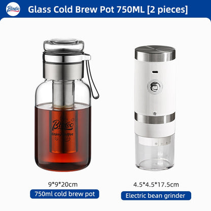 BINCOO Coffee Cold Brew Mug Glass Iced Drip Coffee Mug Cold Brew Filter Extraction Coffee Maker 500ML/750ML/800ML