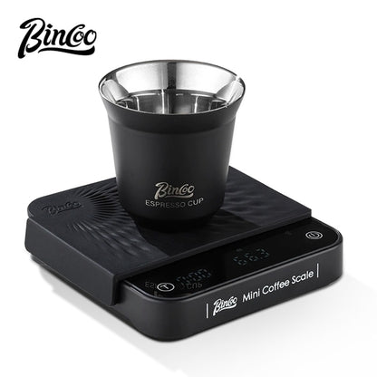 BINCOO Espresso Measuring Cups Stainless Steel Small Milk Jar Double Ounce Cups with Electronic Weighing Set 80ML
