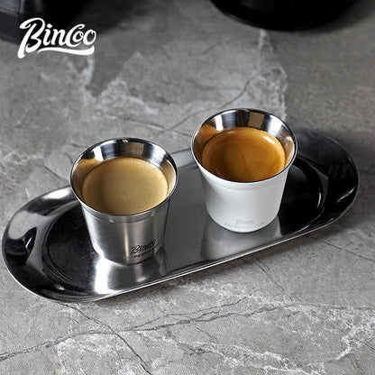 BINCOO Espresso Measuring Cups Stainless Steel Small Milk Jar Double Ounce Cups with Electronic Weighing Set 80ML