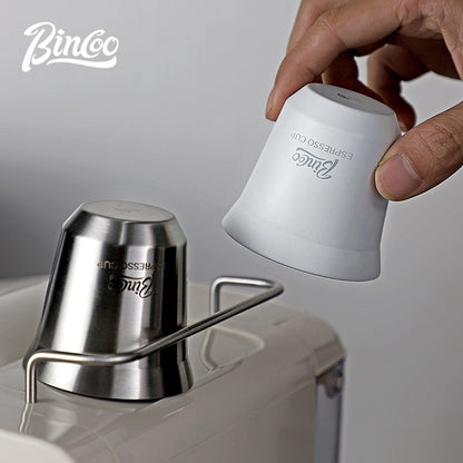 BINCOO Espresso Measuring Cups Stainless Steel Small Milk Jar Double Ounce Cups with Electronic Weighing Set 80ML