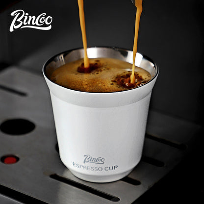 BINCOO Espresso Measuring Cups Stainless Steel Small Milk Jar Double Ounce Cups with Electronic Weighing Set 80ML