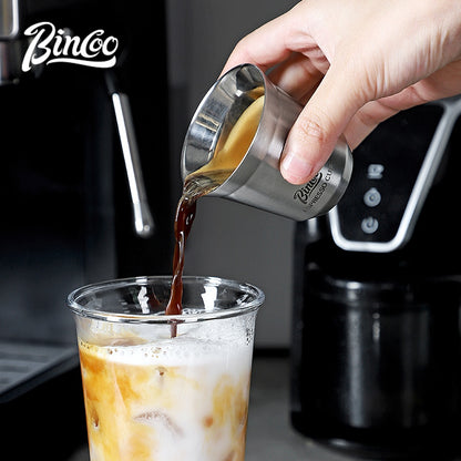BINCOO Espresso Measuring Cups Stainless Steel Small Milk Jar Double Ounce Cups with Electronic Weighing Set 80ML
